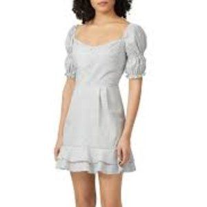 Stylestalker Kelly blue white micro print ruffled mini dress size XS